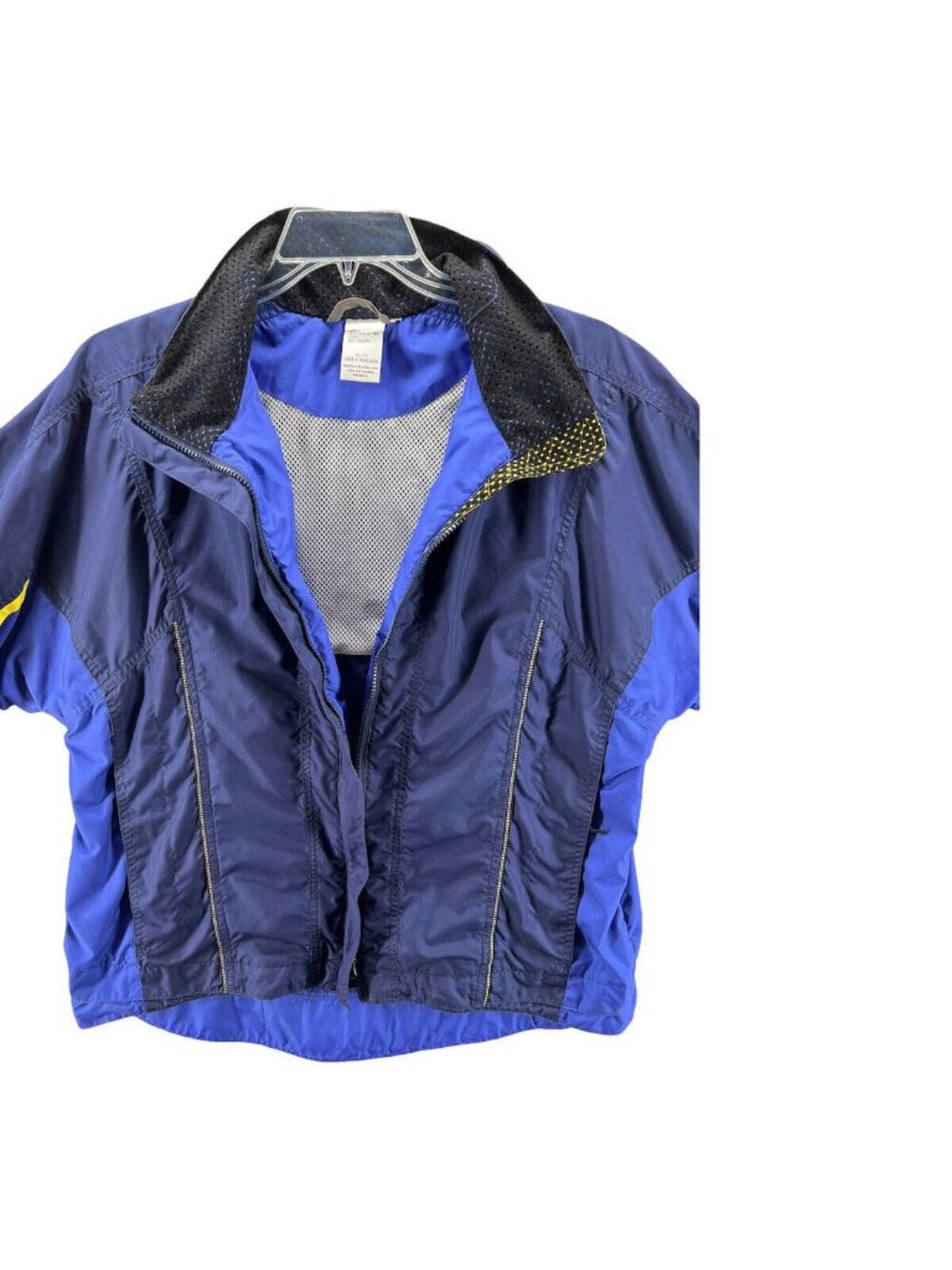 Vintage Womens XL Windbreaker Jacket Hi Lo Blue Multi Hide a Hood Moving Comfort - Picture 6 of 10